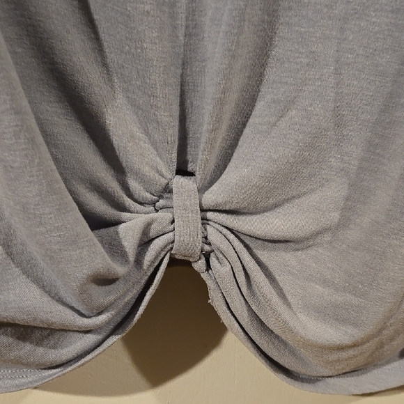 Gray Relaxed Tie Front Long Sleeve Top - Picture 6 of 6